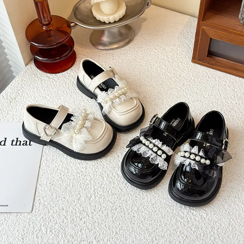Sweet Lolita Girls Leather Shoes Fashion Elegant Bowknot Children Causal Mary Jane Shoes School Performance Kids Princess Shoes