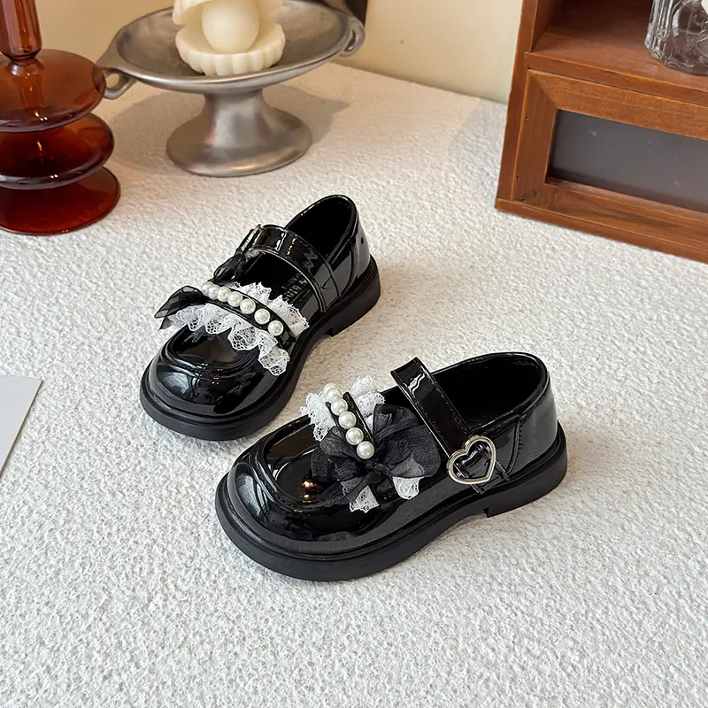 Sweet Lolita Girls Leather Shoes Fashion Elegant Bowknot Children Causal Mary Jane Shoes School Performance Kids Princess Shoes