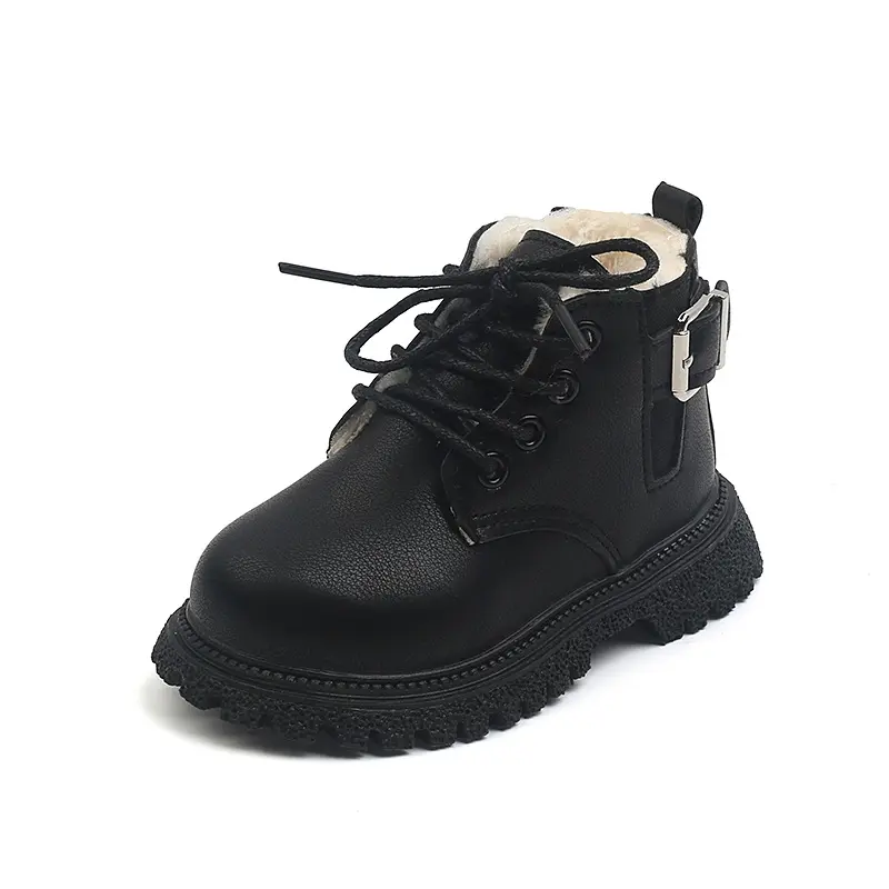 Kids Warm Boots with Thick Fur Children Ankle Boots Fashion Side Zip 2025 Winter New Boys Girls Short Boots Soft Bottom Trendy