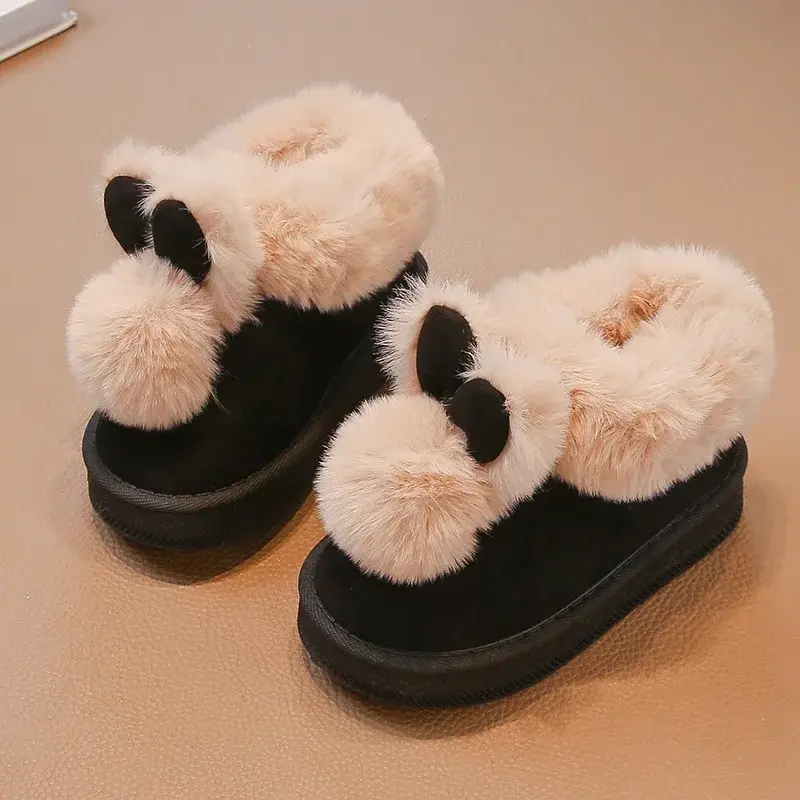 2024 Children Snow Boots for Girls Winter New Fashion Korean Style Soft Bottom Anti-slippery Versatile Outside Cute Plush Shoes