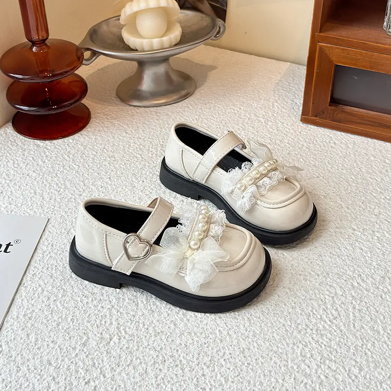 Sweet Lolita Girls Leather Shoes Fashion Elegant Bowknot Children Causal Mary Jane Shoes School Performance Kids Princess Shoes
