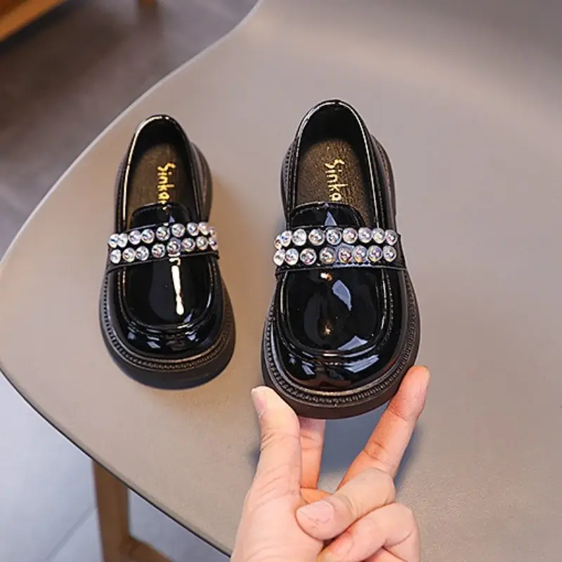 Spring Autumn Girls Black Leather Shoes Fashion Non-slip Kids Causal Loafers White Children's School Princess Mary Jane Shoes