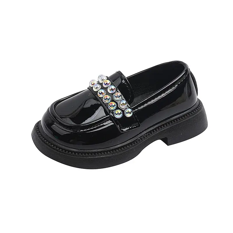 Spring Autumn Girls Black Leather Shoes Fashion Non-slip Kids Causal Loafers White Children's School Princess Mary Jane Shoes