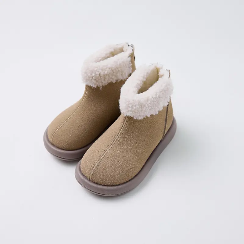 New Children's Snow Boot Simple Versatile Girls Boots for Winter Warm Plush Kids Causal Boys Outdoor Ankle Cotton Boots Non-slip