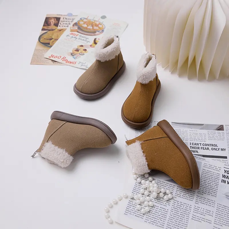New Children's Snow Boot Simple Versatile Girls Boots for Winter Warm Plush Kids Causal Boys Outdoor Ankle Cotton Boots Non-slip