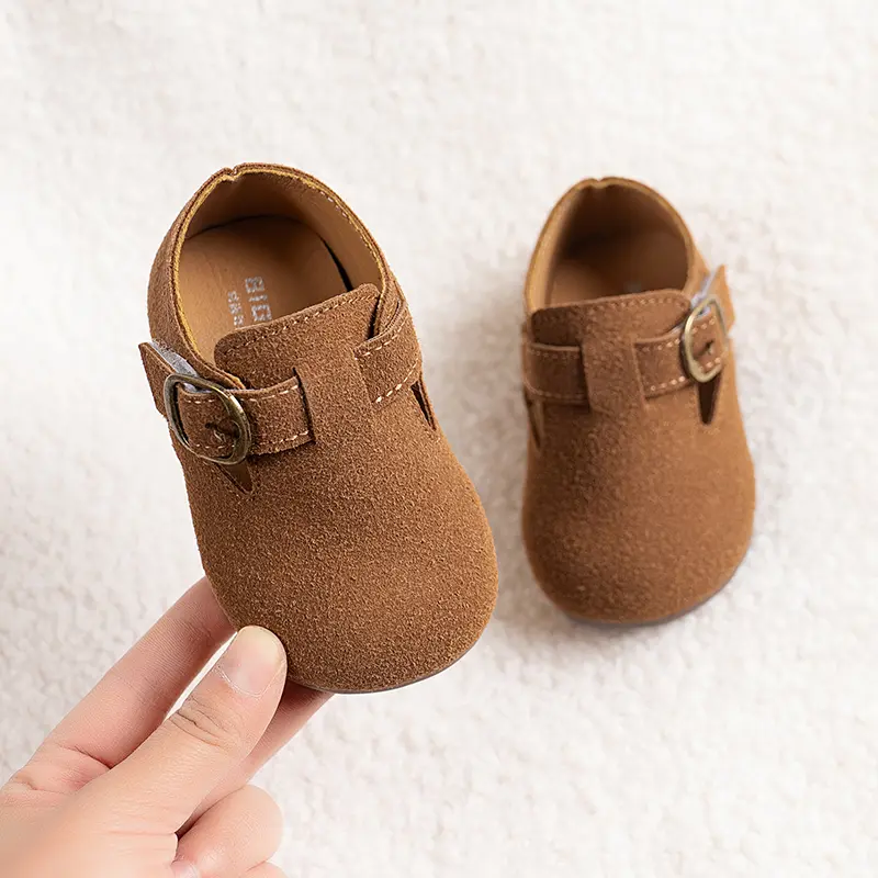 Boys Girls Flat Casual Shoes Retro Non-slip Kids Moccasins Shoes Soft Sole Children Leather Shoes Hook&loop Elegant 2025 New
