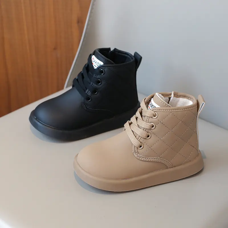 Girl Winter Boots Thick Bottom Causal Warm Plush Kid's Shoes Solid Color Children Cotton Boots Versatile New Fashion Ankle Boots