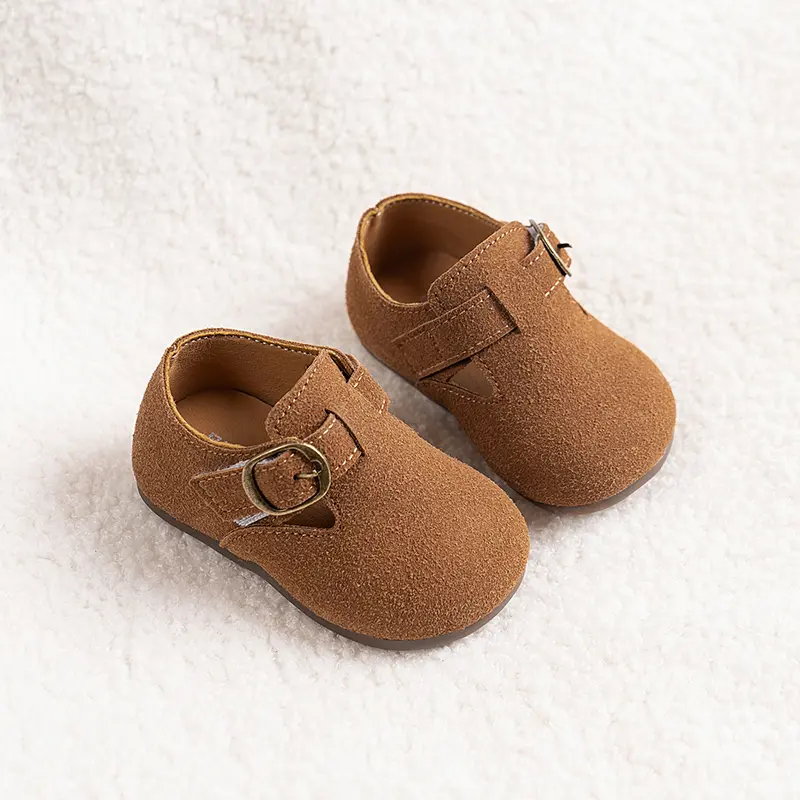Boys Girls Flat Casual Shoes Retro Non-slip Kids Moccasins Shoes Soft Sole Children Leather Shoes Hook&loop Elegant 2025 New