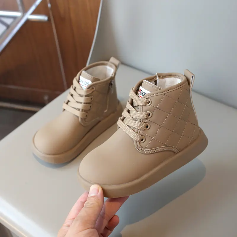 Girl Winter Boots Thick Bottom Causal Warm Plush Kid's Shoes Solid Color Children Cotton Boots Versatile New Fashion Ankle Boots