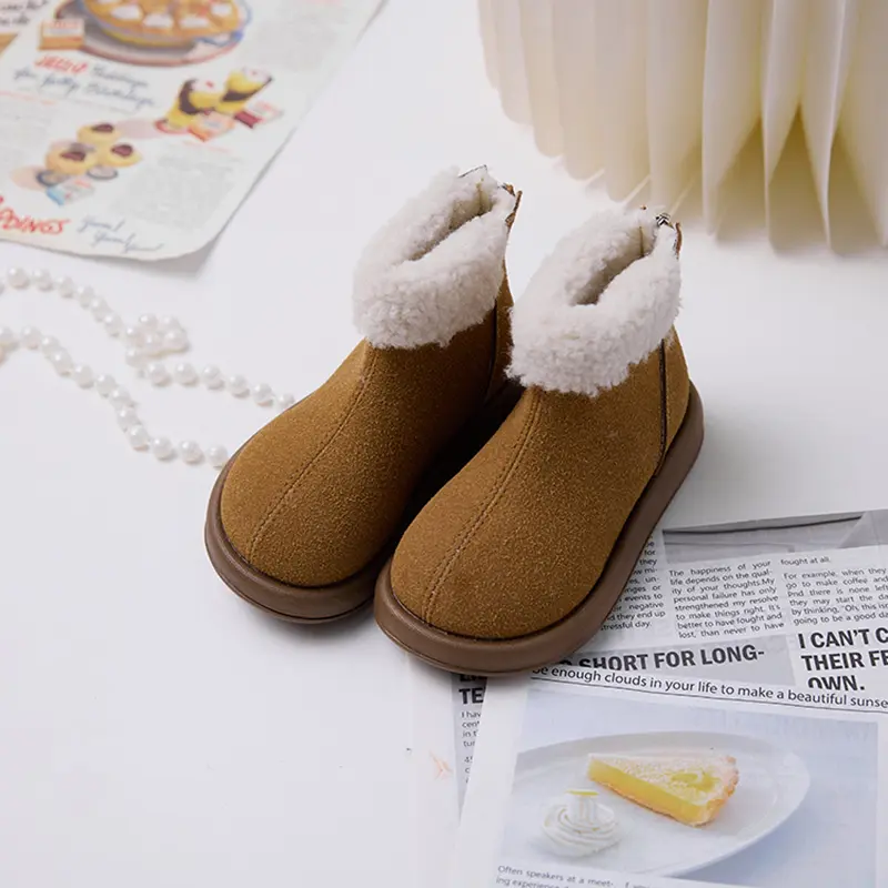 New Children's Snow Boot Simple Versatile Girls Boots for Winter Warm Plush Kids Causal Boys Outdoor Ankle Cotton Boots Non-slip