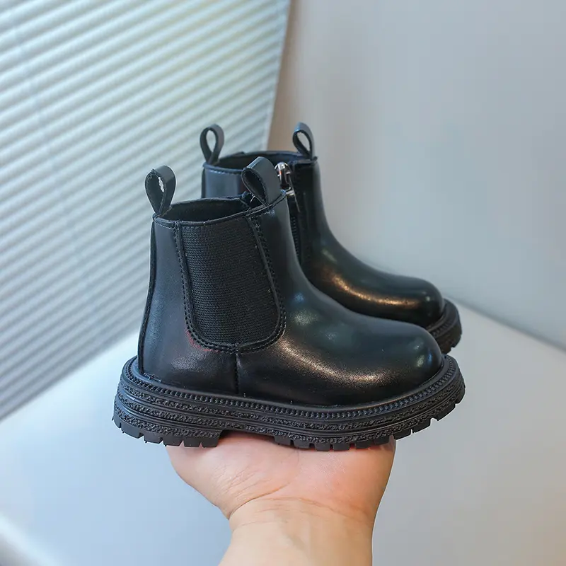 Kids Chelsea Boots Classic for Boys Girls Toddlers Children Fashion Rubber Boots Ankle High with Zipper Non-slip Autumn Winter