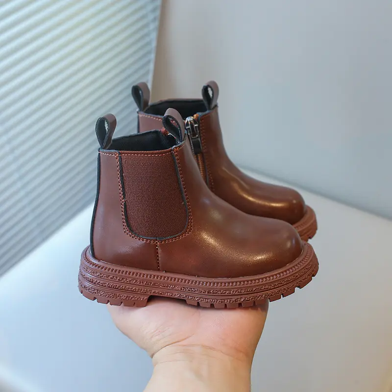 Kids Chelsea Boots Classic for Boys Girls Toddlers Children Fashion Rubber Boots Ankle High with Zipper Non-slip Autumn Winter
