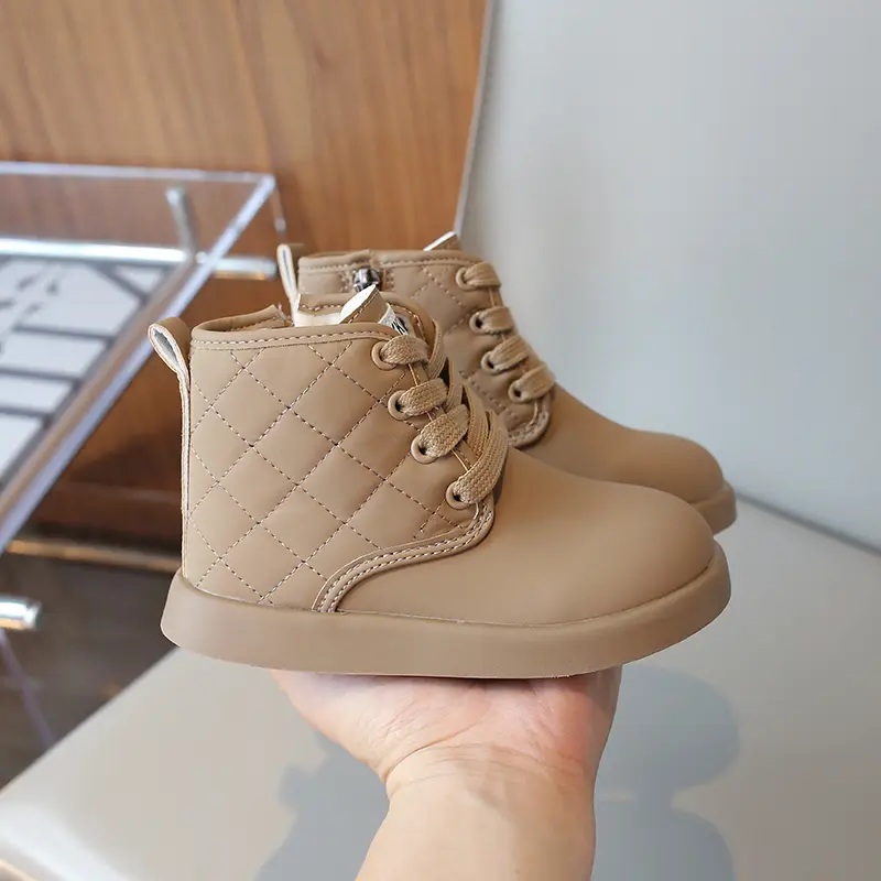 Girl Winter Boots Thick Bottom Causal Warm Plush Kid's Shoes Solid Color Children Cotton Boots Versatile New Fashion Ankle Boots