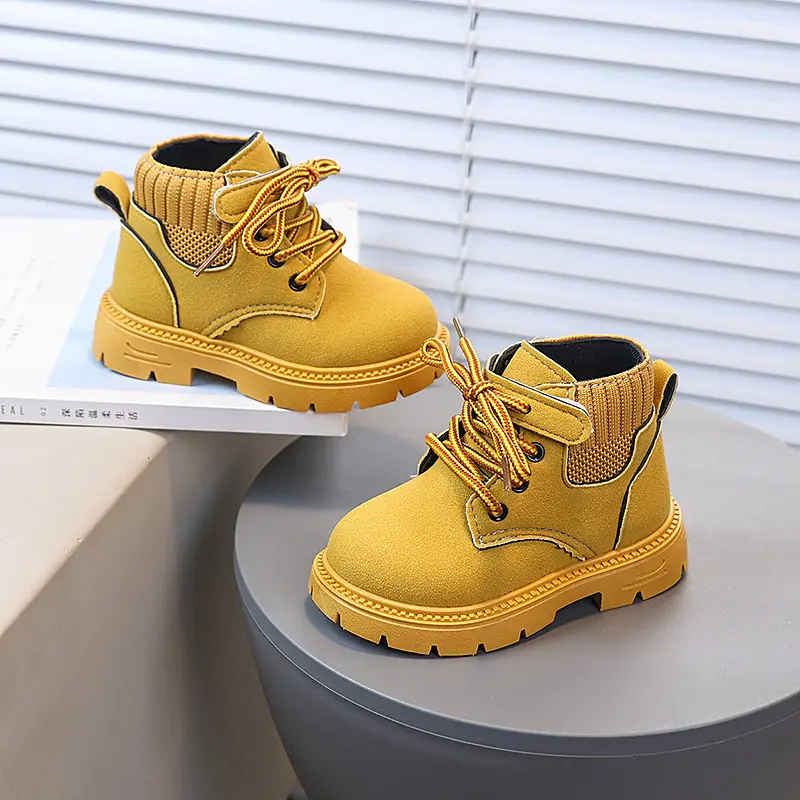 Boys Girls Short Boots Fashion Versatile Kids Ankle Boots Soft Bottom 2025 Autumn Winter New Children Leather Boots Side Zipper