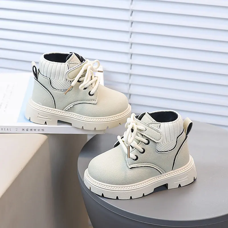 Boys Girls Short Boots Fashion Versatile Kids Ankle Boots Soft Bottom 2025 Autumn Winter New Children Leather Boots Side Zipper