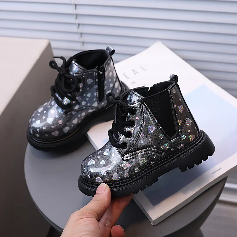 Girls Princess Boots Side Zipper Fashion Kids Short Boots Soft Sole Non-slip 2025 Autumn New Children Ankle Boots Sweet Elegant