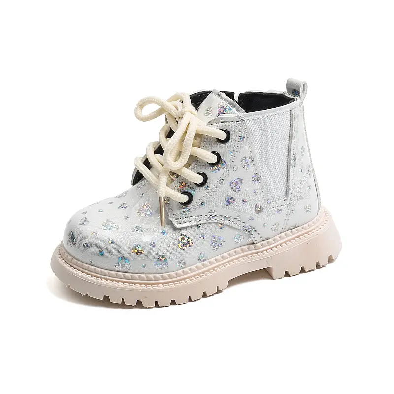 Girls Princess Boots Side Zipper Fashion Kids Short Boots Soft Sole Non-slip 2025 Autumn New Children Ankle Boots Sweet Elegant