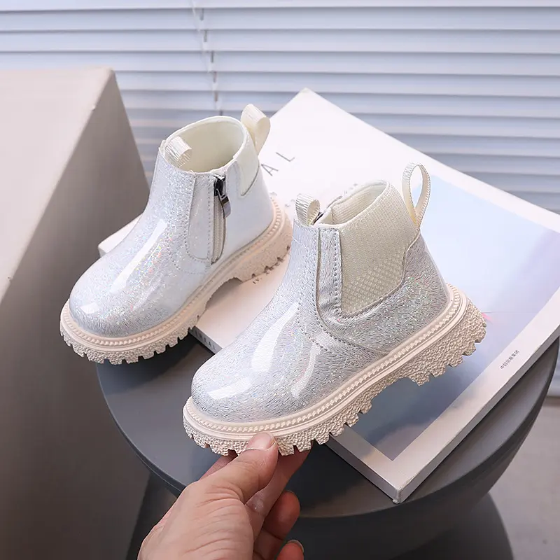 Kids Ankle Boots Fashion for Girls Princess Boots Versatile Side Zipper 2025 Autumn New Children Leather Boots Soft Bottom