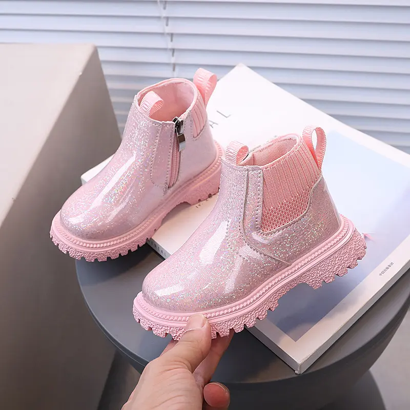 Kids Ankle Boots Fashion for Girls Princess Boots Versatile Side Zipper 2025 Autumn New Children Leather Boots Soft Bottom