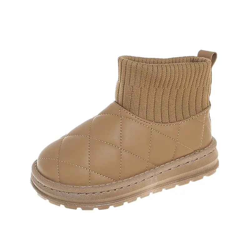 Children's Boots Sock Style Snow Boots Girls Short Boots Kids Cute Sewing Autumn Winter New Warm Cotton Shoes for Boys Unisex PU