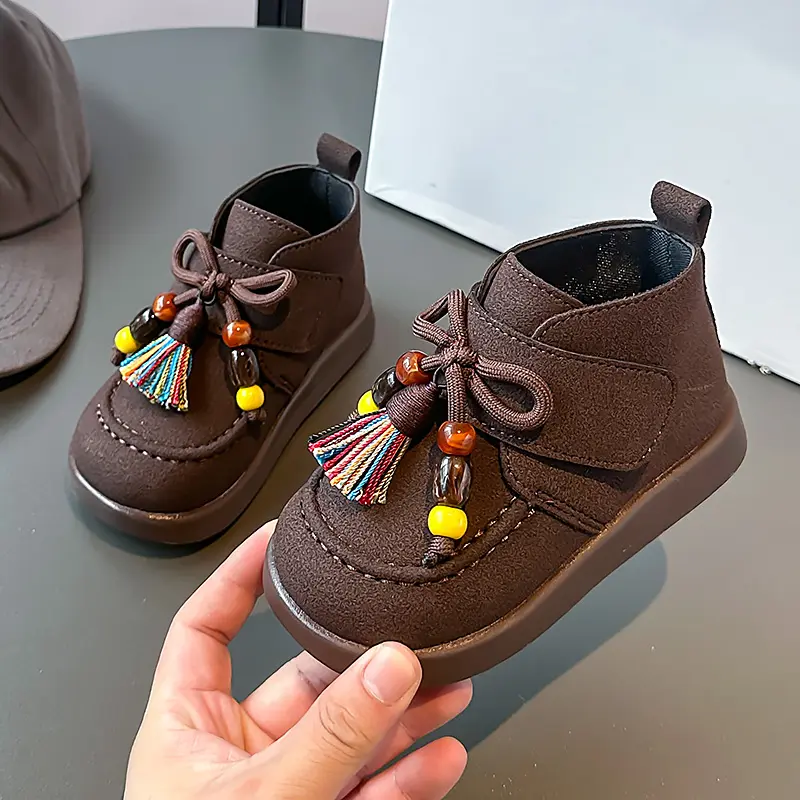 New Children's Ankle Boots Spring Autumn New Girls Fashion Causal Leather Boots Retro Style Kids Tassel Short Boots Thick Bottom