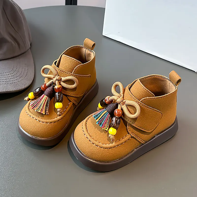 New Children's Ankle Boots Spring Autumn New Girls Fashion Causal Leather Boots Retro Style Kids Tassel Short Boots Thick Bottom