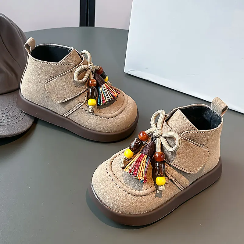 New Children's Ankle Boots Spring Autumn New Girls Fashion Causal Leather Boots Retro Style Kids Tassel Short Boots Thick Bottom