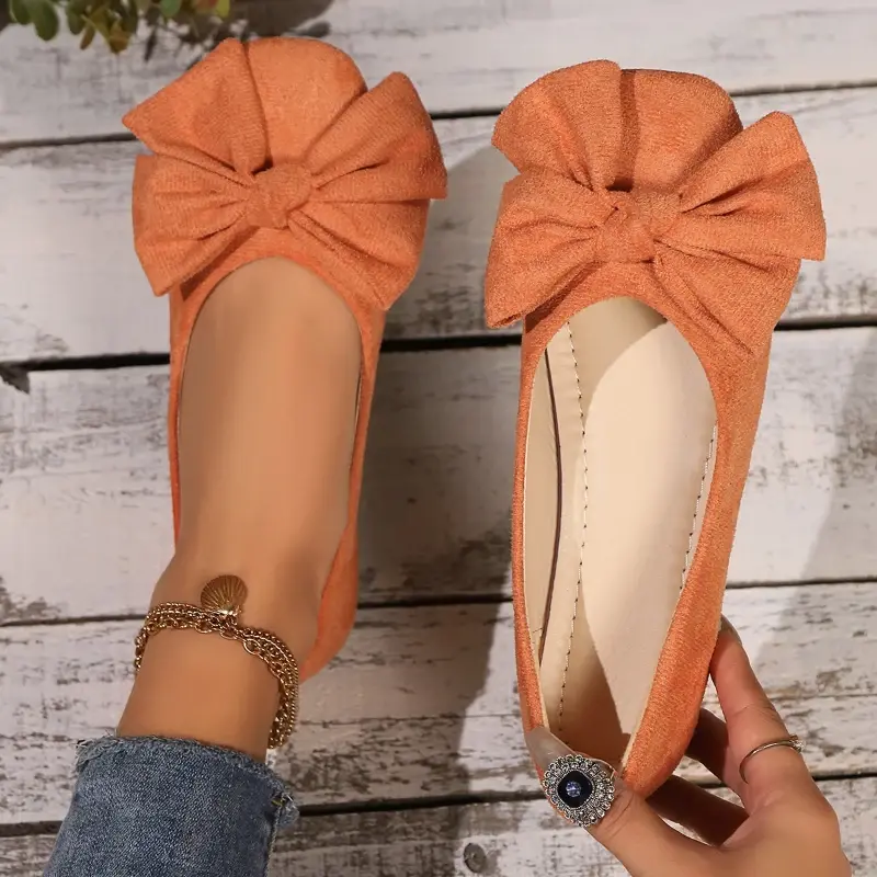 Women's Moccasins Spring Autumn Bowknot Elegant Women Ballet Flats Versatile Shallow Ladies Fashion Causal Uniform Shoes Soft