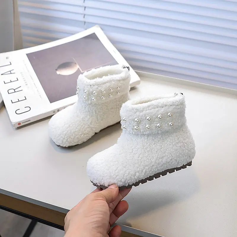 Winter Children's Snow Boot Warm Versatile Girls Fashion Ankle Boots Fashion Sweet Kids Causal Cotton Boots Elegant Round-toe