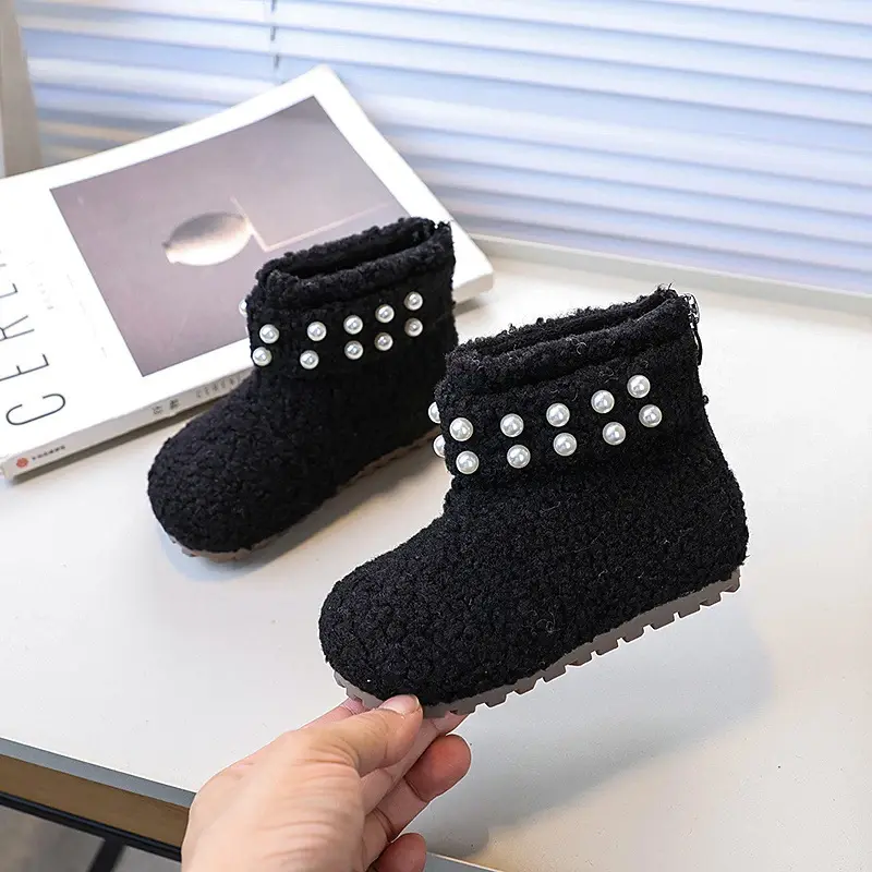 Winter Children's Snow Boot Warm Versatile Girls Fashion Ankle Boots Fashion Sweet Kids Causal Cotton Boots Elegant Round-toe