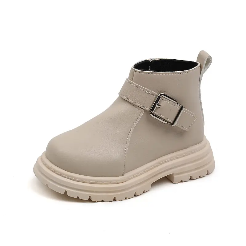 Kids Short Boots Soild Color Versatile Children Ankle Boots Side Zipper 2025 Autumn New Boys Girls Leather Boots Casual Soft