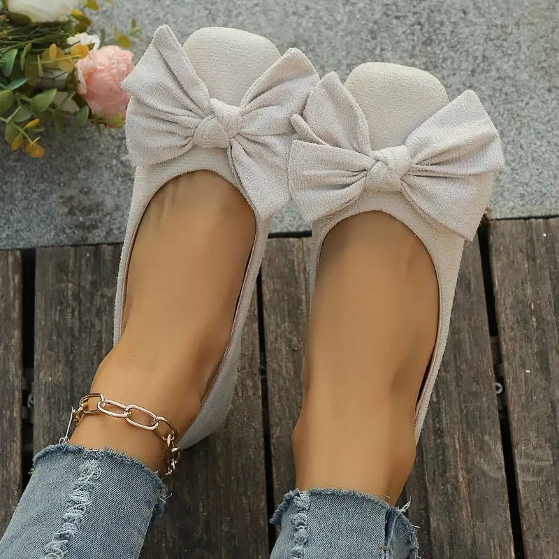 Women's Moccasins Spring Autumn Bowknot Elegant Women Ballet Flats Versatile Shallow Ladies Fashion Causal Uniform Shoes Soft