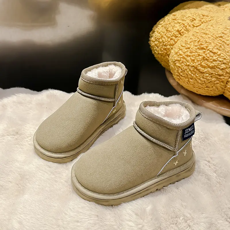 2024 New Girl Snow Boots Warm Plush Kids Winter Ankle Boots Fashion Outdoor Versatile Children Causal Cotton Boots Breathable