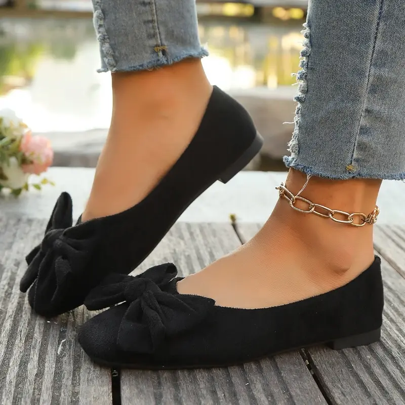 Women's Moccasins Spring Autumn Bowknot Elegant Women Ballet Flats Versatile Shallow Ladies Fashion Causal Uniform Shoes Soft
