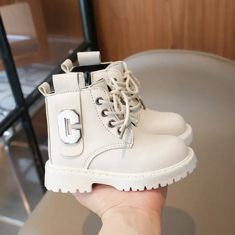2024 Children Short Boots for Girls Autumn Winter New Fashion British Style Casual Anti-slippery Versatile Trendy Leather Shoes