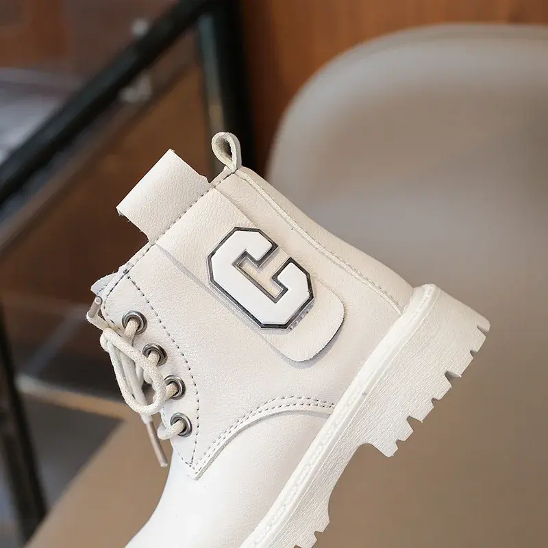 2024 Children Short Boots for Girls Autumn Winter New Fashion British Style Casual Anti-slippery Versatile Trendy Leather Shoes