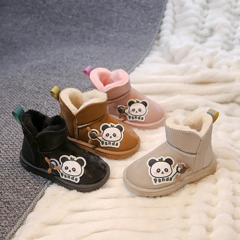 New Cute Winter Children's Boots Cartoon Panda Girls Cotton Boots Kids' Fashion Boys Snow Boots Warm Plush Non-slip Versatile