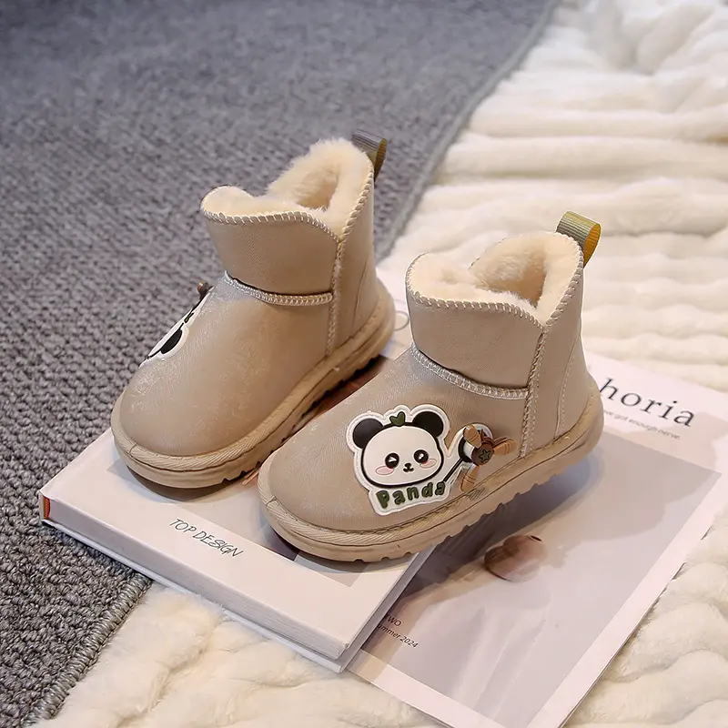 New Cute Winter Children's Boots Cartoon Panda Girls Cotton Boots Kids' Fashion Boys Snow Boots Warm Plush Non-slip Versatile