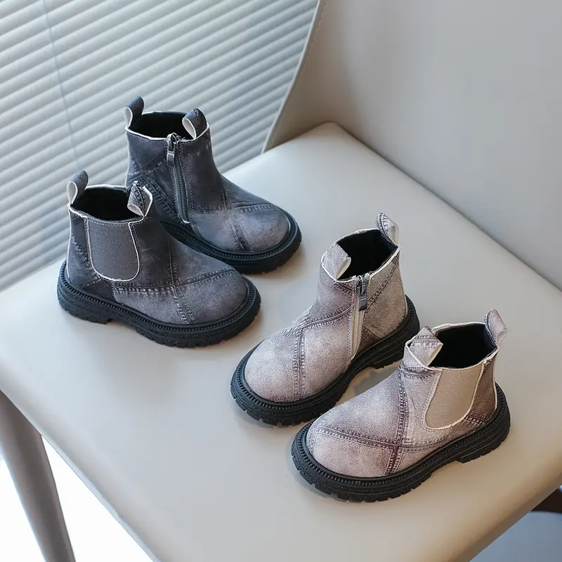 Little Kids Fashion Boots 2024 Autumn Winter Brand New Boys Girls Ankle Boots Zipper Toddlers Children Chelsea Boots Anti-skid