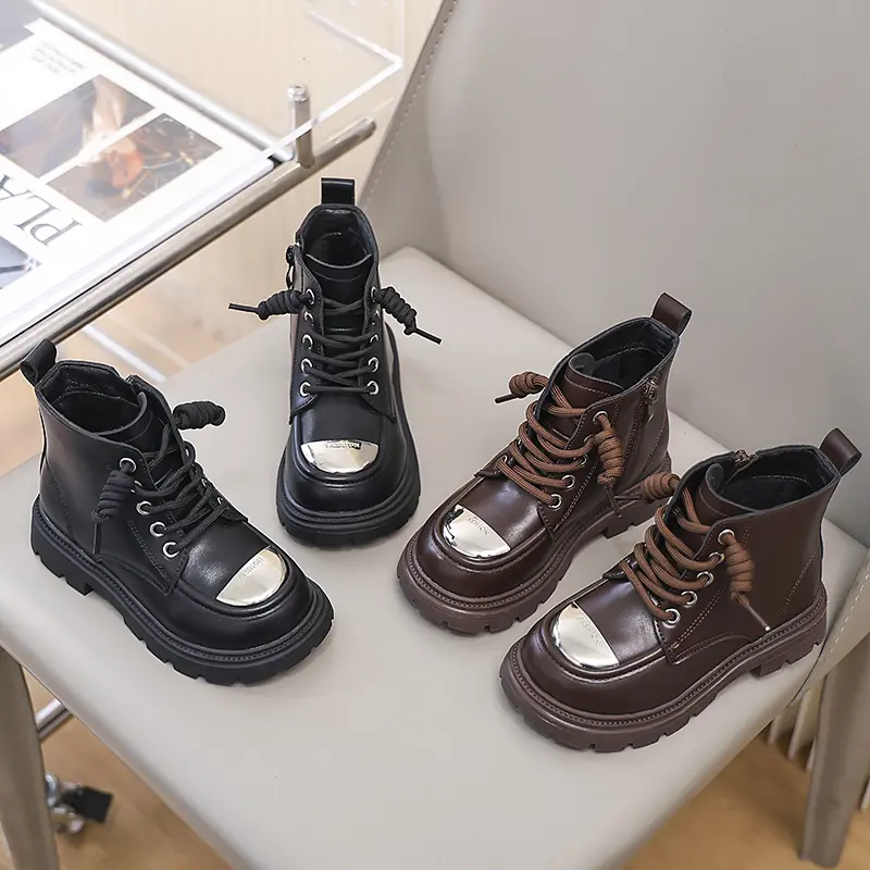 Children's Winter Boots for Girl Thick Bottom Plush Kids Cotton Boots Side Zipper Toddlers Causal Platform Ankle Boots Versatile