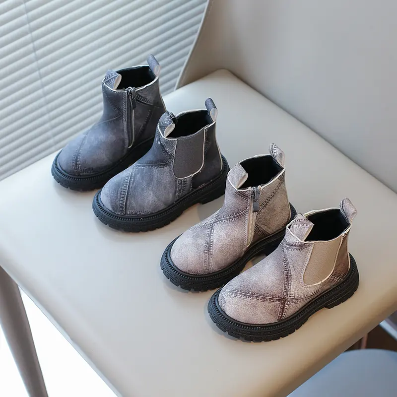 Little Kids Fashion Boots 2024 Autumn Winter Brand New Boys Girls Ankle Boots Zipper Toddlers Children Chelsea Boots Anti-skid