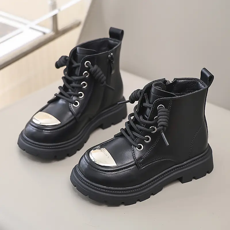 Children's Winter Boots for Girl Thick Bottom Plush Kids Cotton Boots Side Zipper Toddlers Causal Platform Ankle Boots Versatile