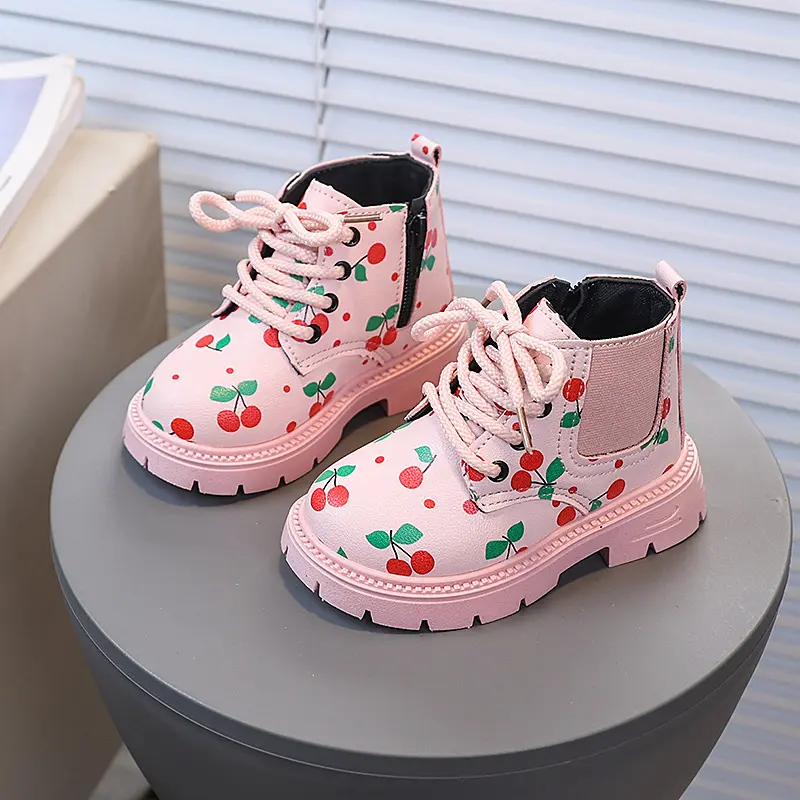 Girls Short Boots Korean Style Side Zipper Kids Ankle Boots Soft Bottom Comfortable 2025 New Children Leather Boots Sweet Cute