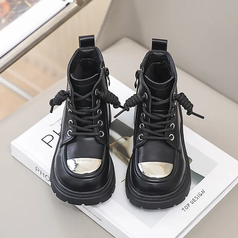 Children's Winter Boots for Girl Thick Bottom Plush Kids Cotton Boots Side Zipper Toddlers Causal Platform Ankle Boots Versatile