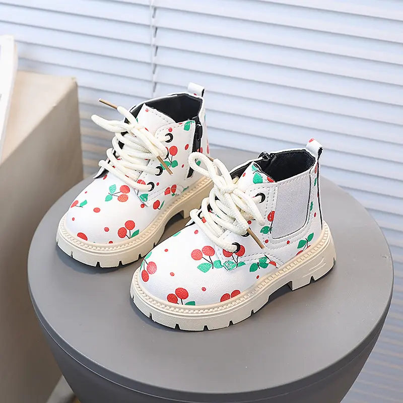 Girls Short Boots Korean Style Side Zipper Kids Ankle Boots Soft Bottom Comfortable 2025 New Children Leather Boots Sweet Cute