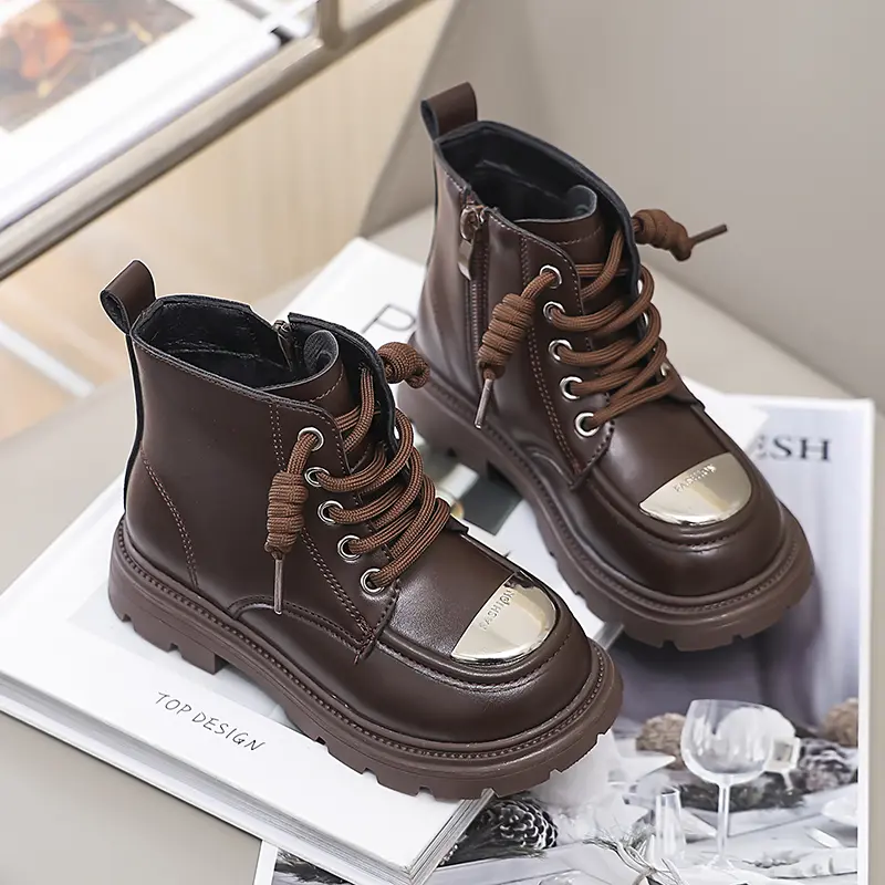 Children's Winter Boots for Girl Thick Bottom Plush Kids Cotton Boots Side Zipper Toddlers Causal Platform Ankle Boots Versatile