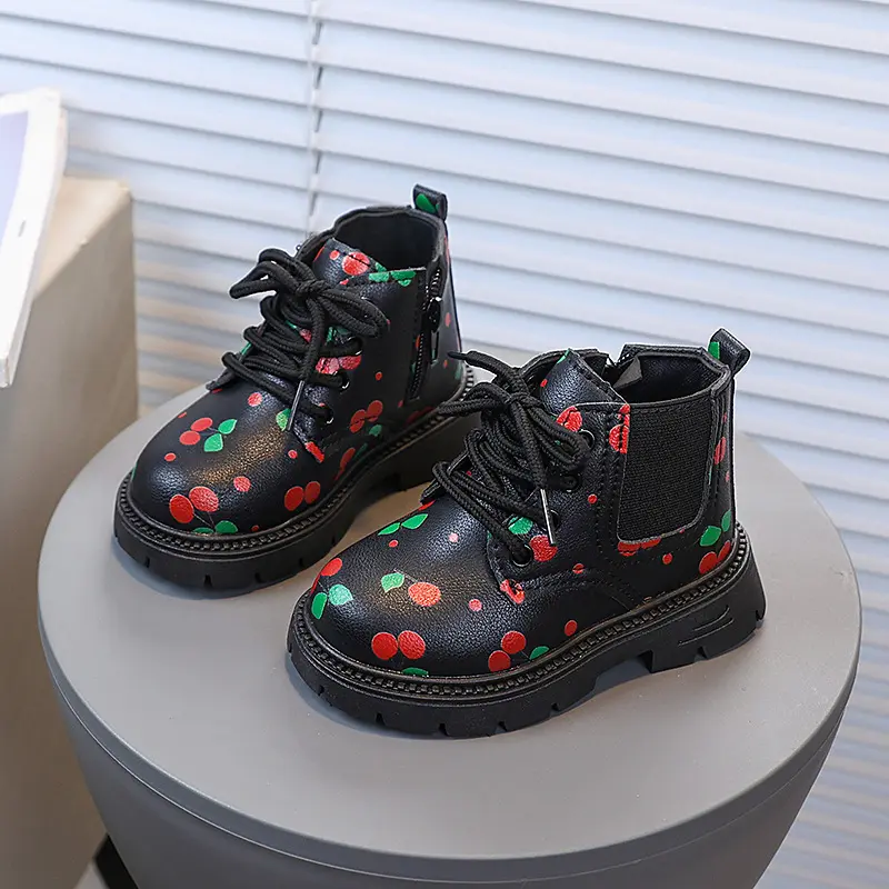 Girls Short Boots Korean Style Side Zipper Kids Ankle Boots Soft Bottom Comfortable 2025 New Children Leather Boots Sweet Cute