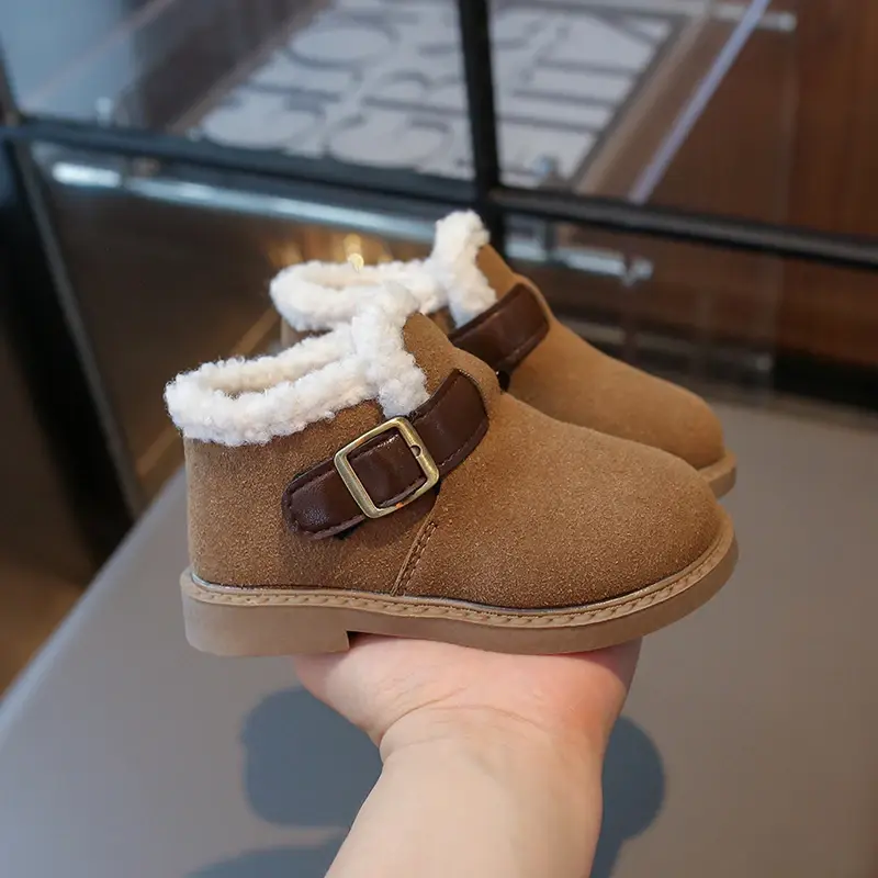 Children's Cotton Boots 2024 New Short Versatile Girls Boots for Winter Warm Plush Kids Causal Boys Ankle Boots Fashion Non-slip
