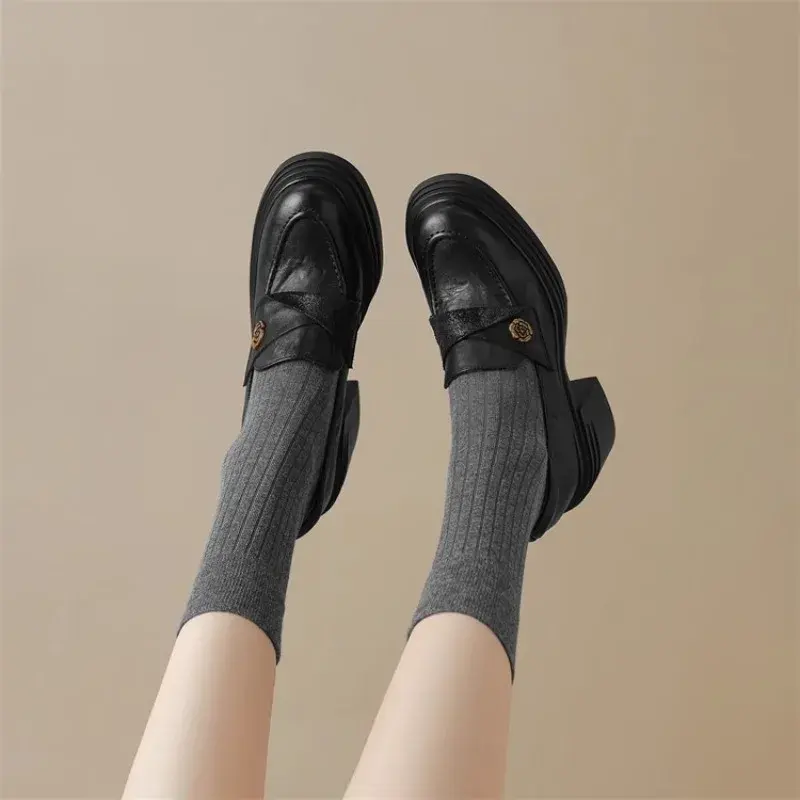 2025 New Women's Loafers Spring Autumn Retro Dress Leather Shoes Fashion Ladies Causal Mary Jane Shoes New Women High Heel Shoes
