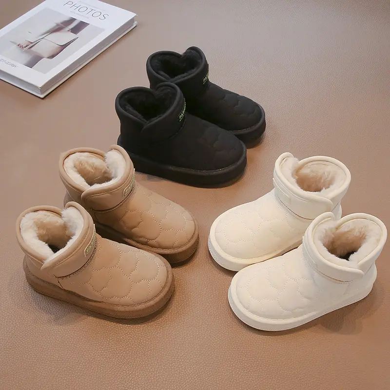 Children's Winter Boots for Girl Solid Color Toddlers Snowboard Boots Thickened Warm Plush Kids Fashion Causal Ankle Snow Boots